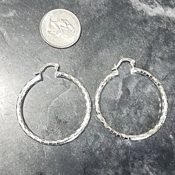 Sterling Silver Hoop Earrings - Picture 2 of 2